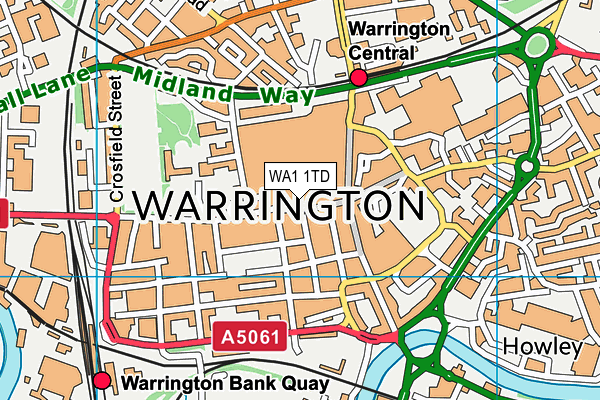 WA1 1TD map - OS VectorMap District (Ordnance Survey) WA1 1TD map - OS VectorMap District (Ordnance Survey)