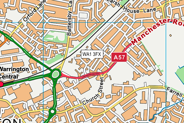 WA1 3FX map - OS VectorMap District (Ordnance Survey) WA1 3FX map - OS VectorMap District (Ordnance Survey)