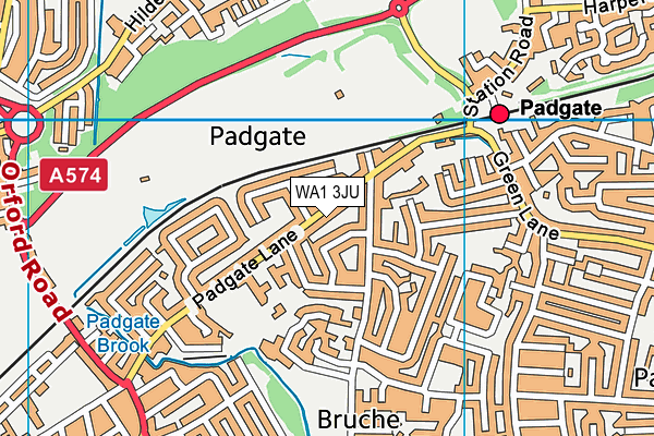 WA1 3JU map - OS VectorMap District (Ordnance Survey)