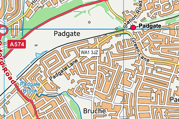 WA1 3JZ map - OS VectorMap District (Ordnance Survey)