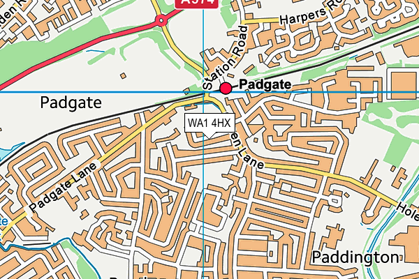 WA1 4HX map - OS VectorMap District (Ordnance Survey) WA1 4HX map - OS VectorMap District (Ordnance Survey)