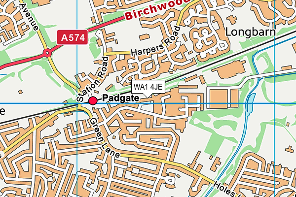 WA1 4JE map - OS VectorMap District (Ordnance Survey)