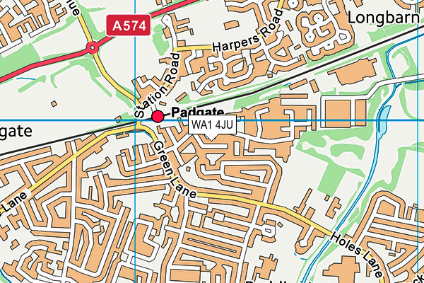 WA1 4JU map - OS VectorMap District (Ordnance Survey)