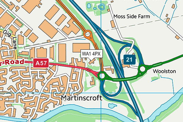 WA1 4PX map - OS VectorMap District (Ordnance Survey)