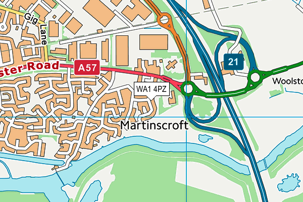 WA1 4PZ map - OS VectorMap District (Ordnance Survey) WA1 4PZ map - OS VectorMap District (Ordnance Survey)