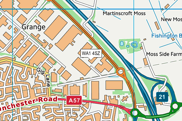 WA1 4SZ map - OS VectorMap District (Ordnance Survey)