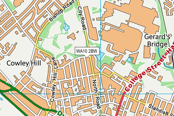 WA10 2BW map - OS VectorMap District (Ordnance Survey) WA10 2BW map - OS VectorMap District (Ordnance Survey)