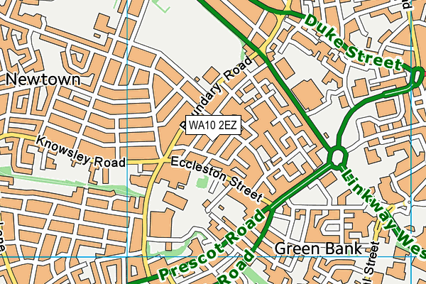 WA10 2EZ map - OS VectorMap District (Ordnance Survey) WA10 2EZ map - OS VectorMap District (Ordnance Survey)