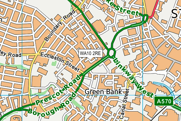 WA10 2RE map - OS VectorMap District (Ordnance Survey)