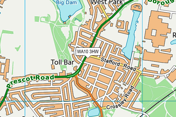 WA10 3HW map - OS VectorMap District (Ordnance Survey)