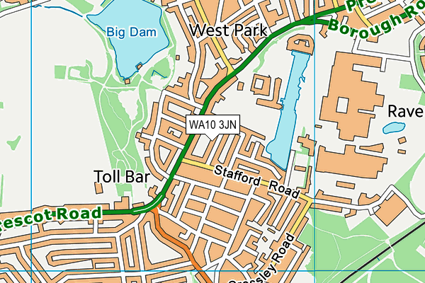 WA10 3JN map - OS VectorMap District (Ordnance Survey) WA10 3JN map - OS VectorMap District (Ordnance Survey)