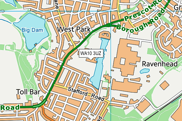 WA10 3UZ map - OS VectorMap District (Ordnance Survey) WA10 3UZ map - OS VectorMap District (Ordnance Survey)