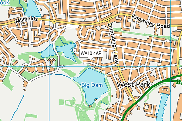 WA10 4AP map - OS VectorMap District (Ordnance Survey)