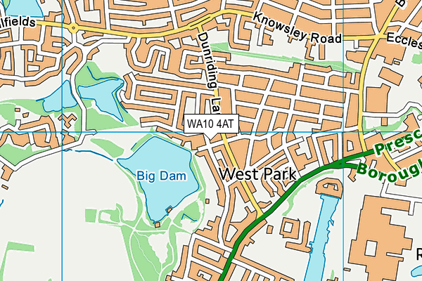 WA10 4AT map - OS VectorMap District (Ordnance Survey)