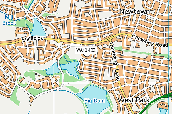 WA10 4BZ map - OS VectorMap District (Ordnance Survey) WA10 4BZ map - OS VectorMap District (Ordnance Survey)