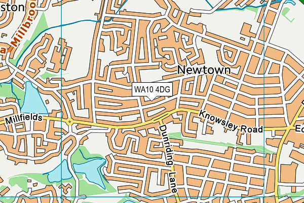 WA10 4DG map - OS VectorMap District (Ordnance Survey)