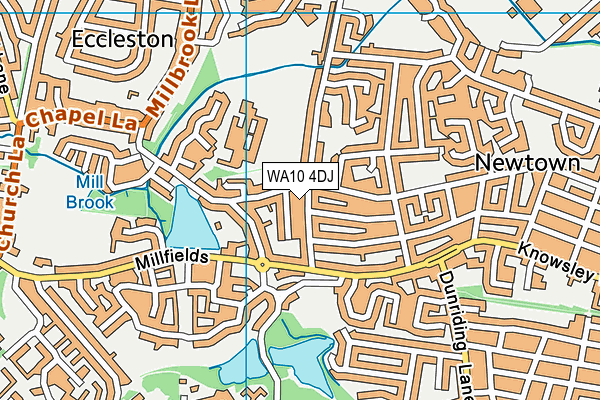 WA10 4DJ map - OS VectorMap District (Ordnance Survey) WA10 4DJ map - OS VectorMap District (Ordnance Survey)