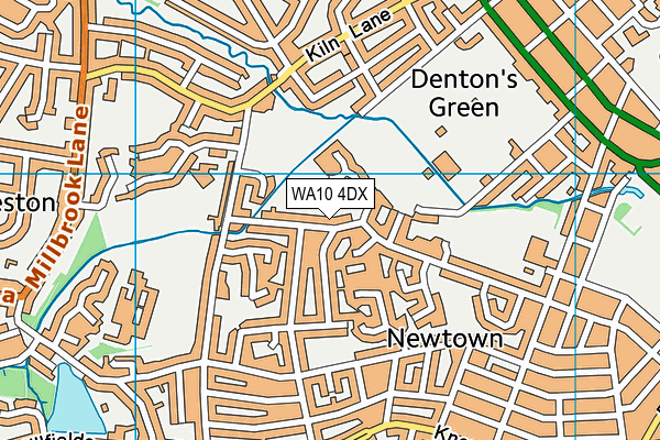 WA10 4DX map - OS VectorMap District (Ordnance Survey) WA10 4DX map - OS VectorMap District (Ordnance Survey)