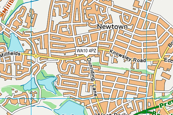 WA10 4PZ map - OS VectorMap District (Ordnance Survey) WA10 4PZ map - OS VectorMap District (Ordnance Survey)