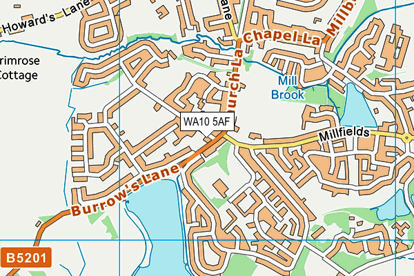 WA10 5AF map - OS VectorMap District (Ordnance Survey) WA10 5AF map - OS VectorMap District (Ordnance Survey)