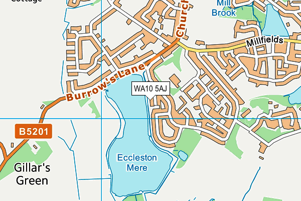 WA10 5AJ map - OS VectorMap District (Ordnance Survey)