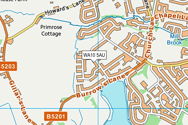 WA10 5AU map - OS VectorMap District (Ordnance Survey) WA10 5AU map - OS VectorMap District (Ordnance Survey)