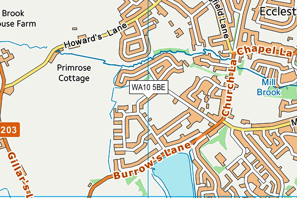 WA10 5BE map - OS VectorMap District (Ordnance Survey) WA10 5BE map - OS VectorMap District (Ordnance Survey)
