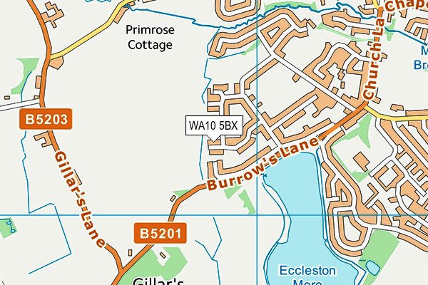 WA10 5BX map - OS VectorMap District (Ordnance Survey)