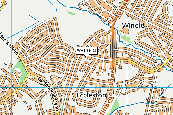 WA10 5DJ map - OS VectorMap District (Ordnance Survey) WA10 5DJ map - OS VectorMap District (Ordnance Survey)