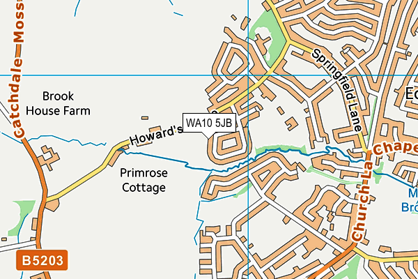 WA10 5JB map - OS VectorMap District (Ordnance Survey) WA10 5JB map - OS VectorMap District (Ordnance Survey)