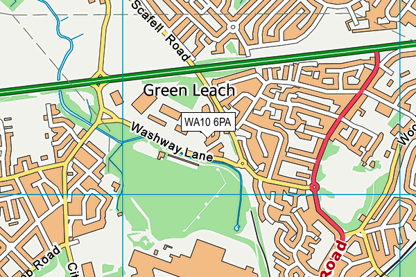WA10 6PA map - OS VectorMap District (Ordnance Survey)