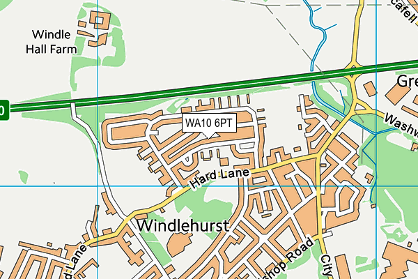 WA10 6PT map - OS VectorMap District (Ordnance Survey)