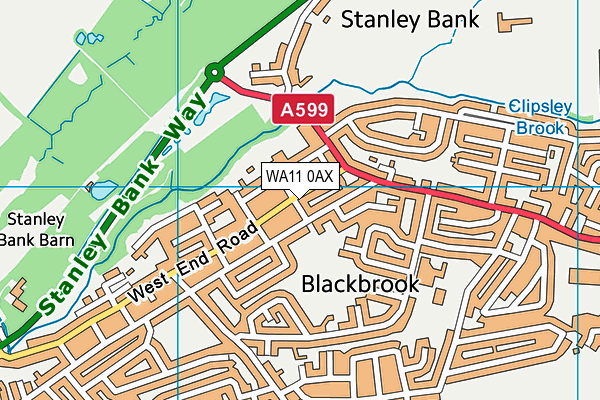 WA11 0AX map - OS VectorMap District (Ordnance Survey)