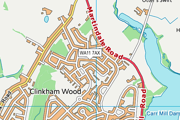 WA11 7AX map - OS VectorMap District (Ordnance Survey) WA11 7AX map - OS VectorMap District (Ordnance Survey)