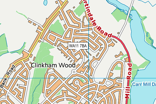 WA11 7BA map - OS VectorMap District (Ordnance Survey)
