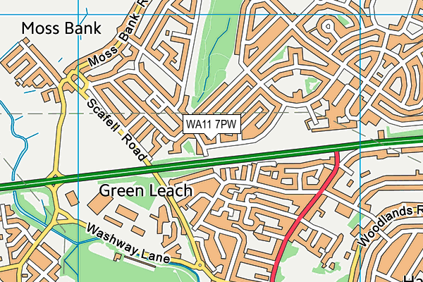 WA11 7PW map - OS VectorMap District (Ordnance Survey) WA11 7PW map - OS VectorMap District (Ordnance Survey)
