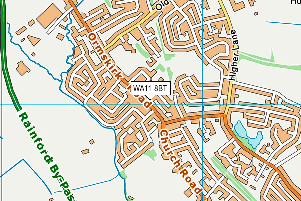 WA11 8BT map - OS VectorMap District (Ordnance Survey)