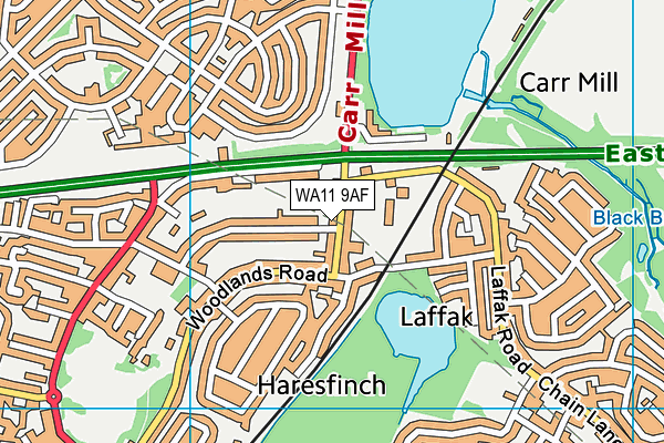WA11 9AF map - OS VectorMap District (Ordnance Survey) WA11 9AF map - OS VectorMap District (Ordnance Survey)