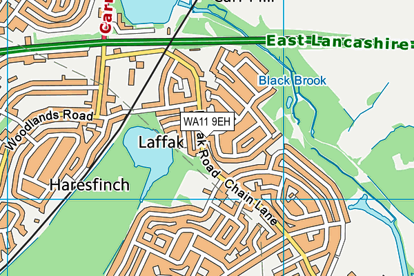 WA11 9EH map - OS VectorMap District (Ordnance Survey) WA11 9EH map - OS VectorMap District (Ordnance Survey)