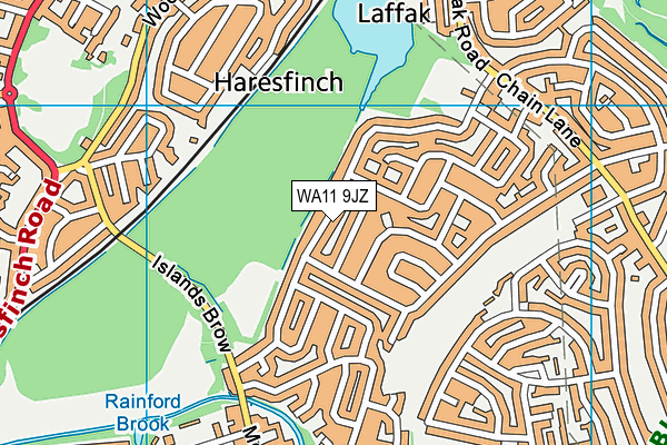 WA11 9JZ map - OS VectorMap District (Ordnance Survey)