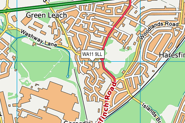 WA11 9LL map - OS VectorMap District (Ordnance Survey) WA11 9LL map - OS VectorMap District (Ordnance Survey)
