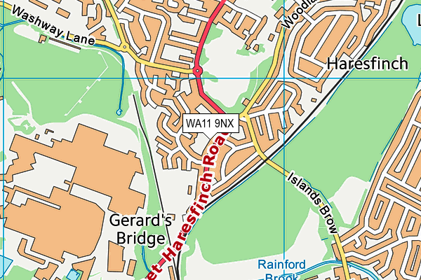 WA11 9NX map - OS VectorMap District (Ordnance Survey) WA11 9NX map - OS VectorMap District (Ordnance Survey)