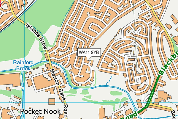 WA11 9YB map - OS VectorMap District (Ordnance Survey) WA11 9YB map - OS VectorMap District (Ordnance Survey)