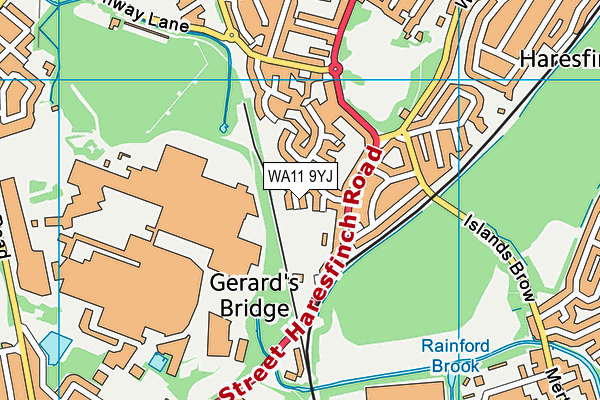 WA11 9YJ map - OS VectorMap District (Ordnance Survey) WA11 9YJ map - OS VectorMap District (Ordnance Survey)