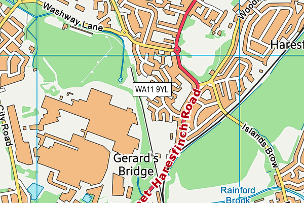 WA11 9YL map - OS VectorMap District (Ordnance Survey) WA11 9YL map - OS VectorMap District (Ordnance Survey)