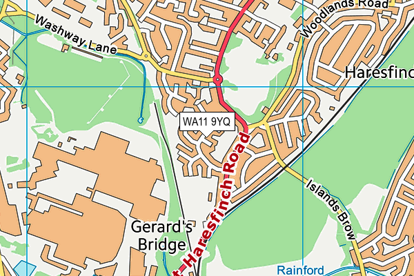 WA11 9YQ map - OS VectorMap District (Ordnance Survey)