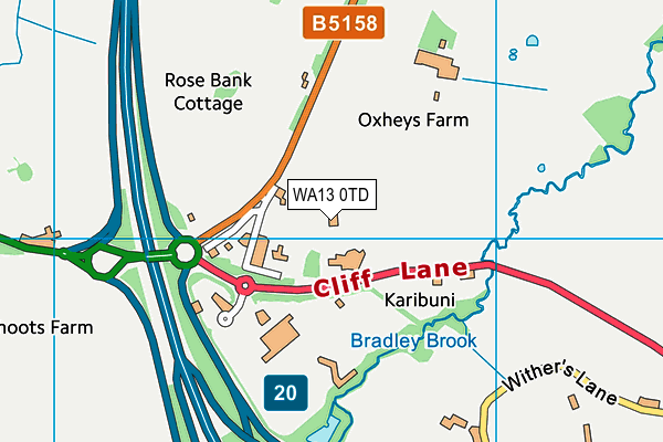 WA13 0TD map - OS VectorMap District (Ordnance Survey) WA13 0TD map - OS VectorMap District (Ordnance Survey)