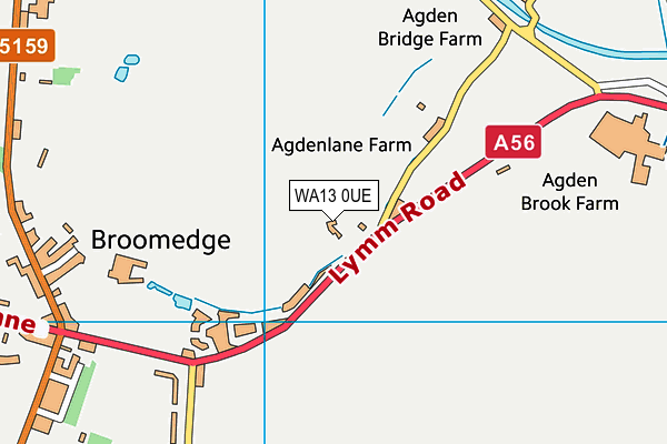 WA13 0UE map - OS VectorMap District (Ordnance Survey)