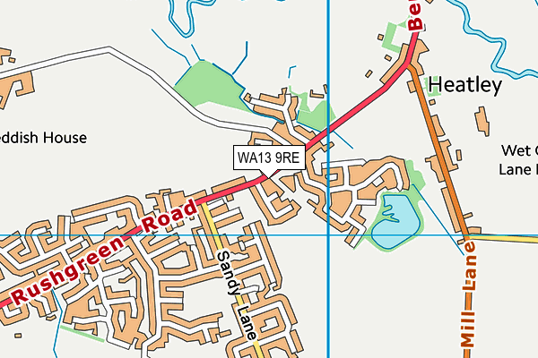 WA13 9RE map - OS VectorMap District (Ordnance Survey) WA13 9RE map - OS VectorMap District (Ordnance Survey)