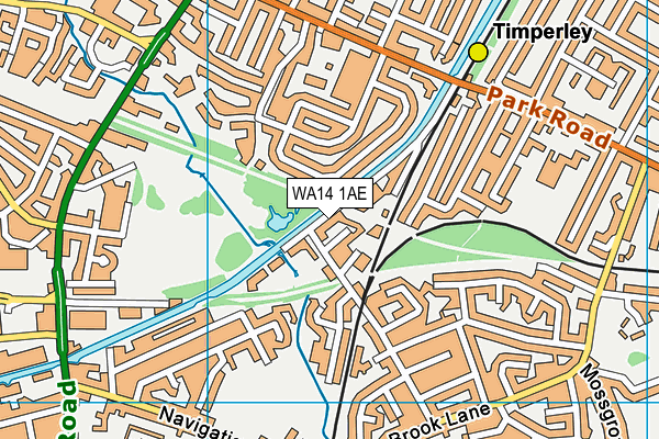 WA14 1AE map - OS VectorMap District (Ordnance Survey) WA14 1AE map - OS VectorMap District (Ordnance Survey)